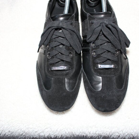 Allesandro Dell'Acqua Mens Black Leather Suede Low Trainers Shoes Size EU42 - Picture 3 of 13